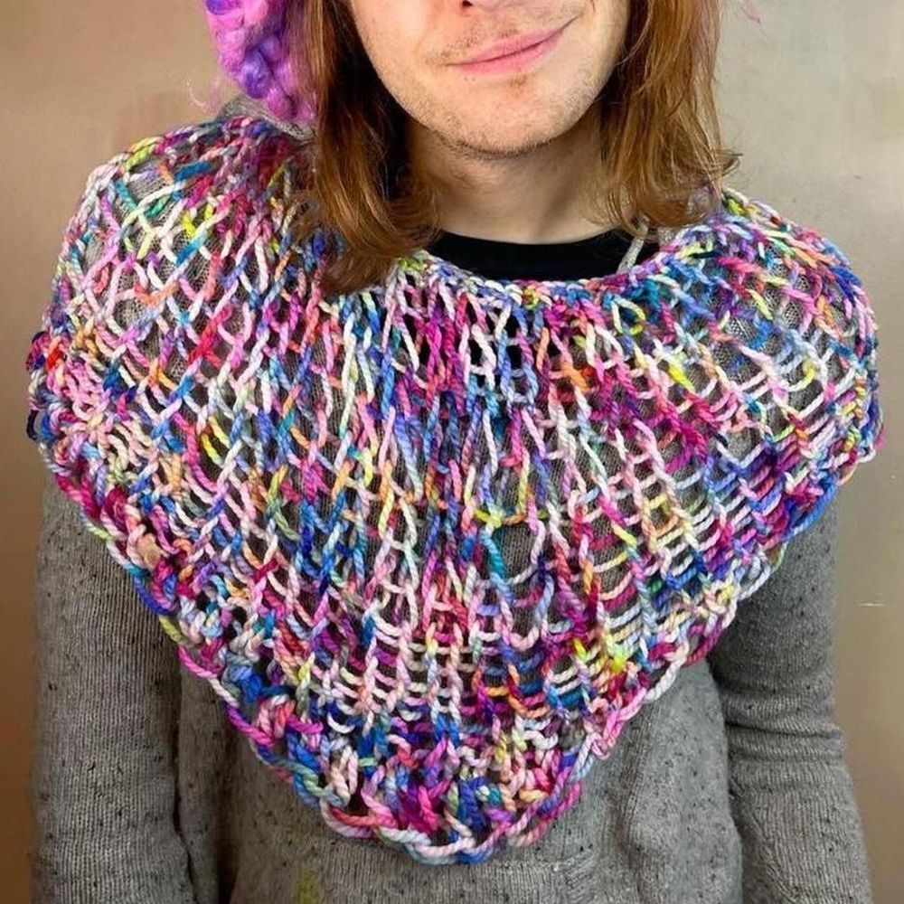 Barbie Shawl collar piece crochet skirt top poncho confetti cape top sweater